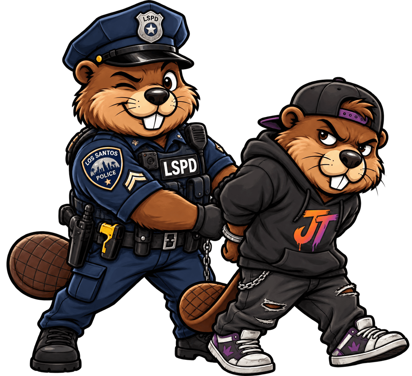 LSPD-Beamter nimmt einen Kleinkriminellen fest