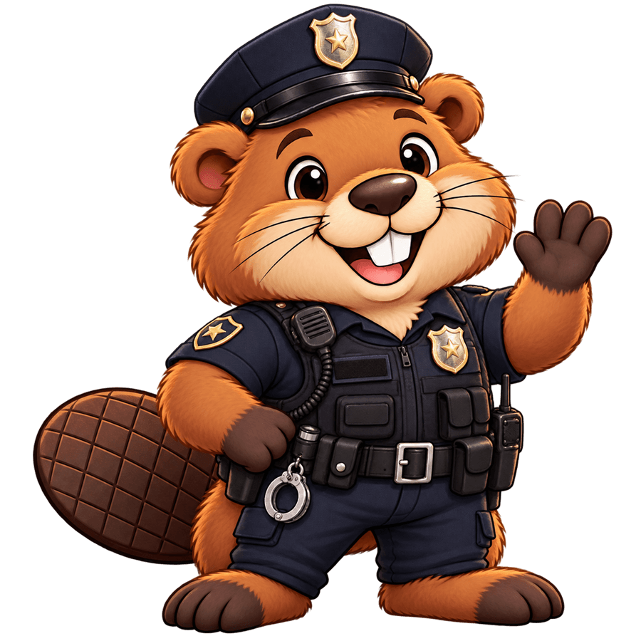 Jorge der Biber in Polizeiuniform